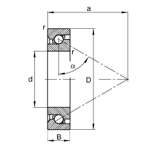 推力角接觸球軸承 BSB055090-T, 單向，接觸角 α = 60°，限制公差