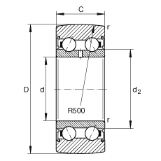 滾輪 LR50/6-2RSR, 雙向，兩側(cè)密封