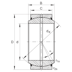 關節軸承 GE45-DO-2RS, 根據 DIN ISO 12 240-1 標準, 需維護，兩側唇密封