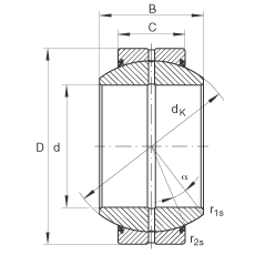 關節軸承 GE120-FO-2RS, 根據 DIN ISO 12 240-1 標準, 需維護，兩側唇密封