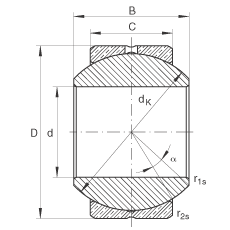 關節軸承 GE14-PB, 根據 DIN ISO 12 240-1 標準，尺寸系列 K，需維護