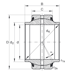 關節軸承 GE25-HO-2RS, 根據 DIN ISO 12 240-1 標準, 需維護，兩側唇密封