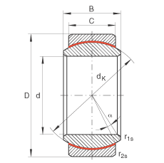 關(guān)節(jié)軸承 GE15-UK, 根據(jù) DIN ISO 12 240-1 標(biāo)準(zhǔn)，免維護