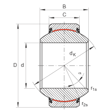 關(guān)節(jié)軸承 GE35-FW-2RS, 根據(jù) DIN ISO 12 240-1 標(biāo)準(zhǔn), 免維護，兩側(cè)唇密封