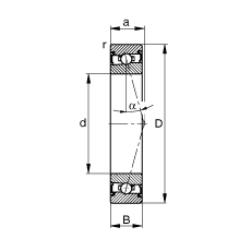 主軸軸承 HSS71926-C-T-P4S, 調(diào)節(jié)，成對安裝，接觸角 α = 15°，兩側(cè)唇密封，非接觸，加嚴公差