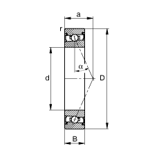 主軸軸承 HSS71926-E-T-P4S, 調(diào)節(jié)，成對(duì)安裝，接觸角 α = 25°，兩側(cè)唇密封，非接觸，限制公差