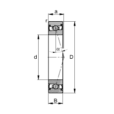 主軸軸承 HCS7011-C-T-P4S, 調節(jié)，成對安裝，接觸角 α = 15°，兩側唇密封，非接觸，限制公差