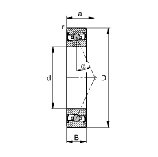 主軸軸承 HCS7011-E-T-P4S, 調節，成對或單元安裝，接觸角 α = 25°，兩側唇密封，非接觸，限制公差