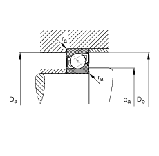 角接觸球軸承 7005-B-2RS-TVP, 接觸角 α = 40°, 兩側唇密封