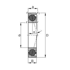 主軸軸承 HCB7011-C-T-P4S, 調(diào)節(jié)，成對或單元安裝，接觸角 α = 15°，陶瓷球，限制公差