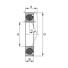 主軸軸承 HCB7011-E-T-P4S, 調節，成對或單元安裝，接觸角 α = 25°，陶瓷球，限制公差