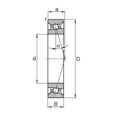 主軸軸承 HS71926-C-T-P4S, 調節，成對安裝，接觸角 α = 15°，限制公差