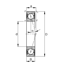 主軸軸承 B71906-C-2RSD-T-P4S, 調節，成對安裝，接觸角 α = 15°，兩側唇密封，非接觸，加嚴公差