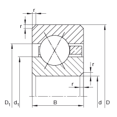 薄截面軸承 CSXD050, 四點接觸球軸承，類型X，運行溫度 -54°C 到 +120°C