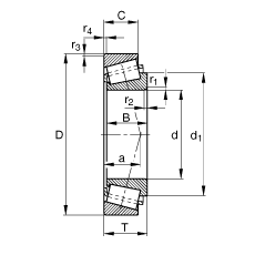 圓錐滾子軸承 30219-A, 根據 DIN ISO 355 / DIN 720 標準的主要尺寸，可分離，調節或成對